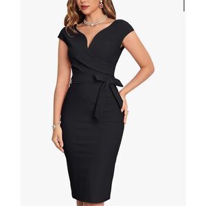 NEW Vintage 1950s Style Wrap Formal Cocktail Dress L NO BELT